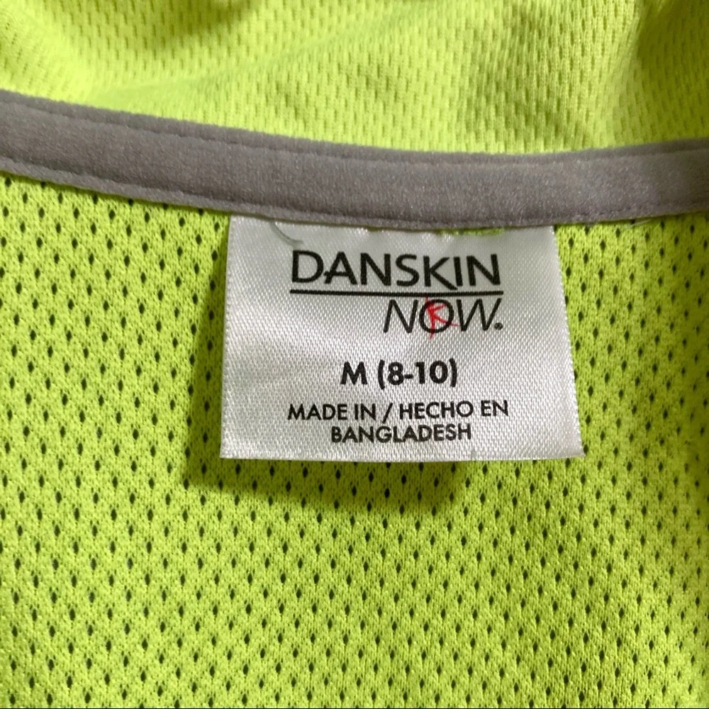DANSKIN NOW Windbreaker Runner Lightweight Jacket Silver Gray Neon Yellow Medium